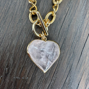 Gemstone heart "wrap and toggle" necklace - Gold