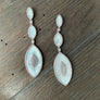 Mother-of-pearl and pavé cz, marquis statement earring - sterling silver