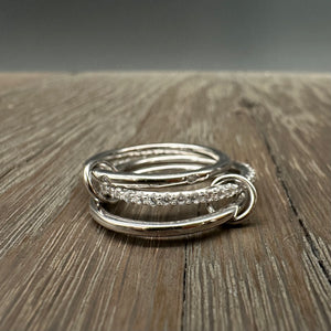 Sterling silver cz stacked ring set - silver