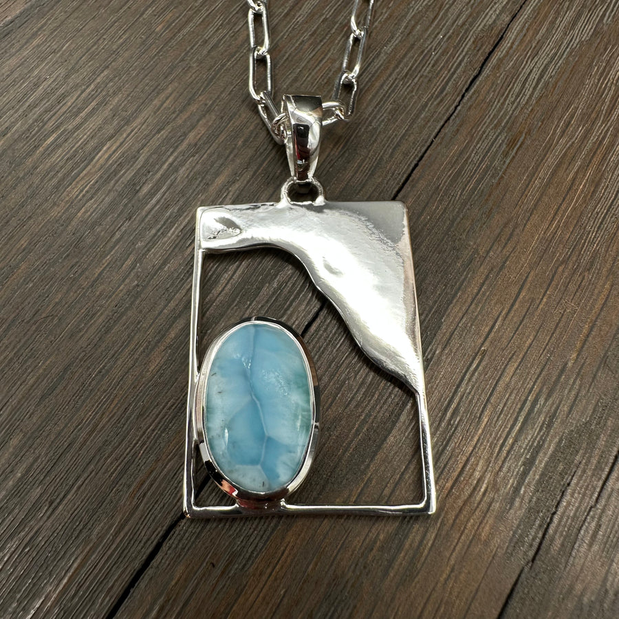 Endless Summer Larimar “painting” necklace
