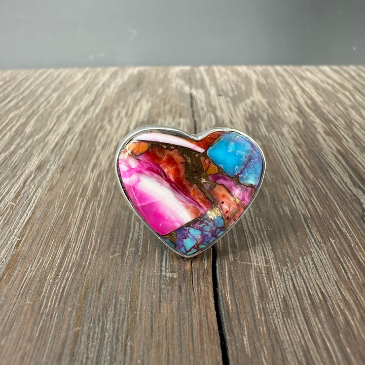 Gemstone Heart Ring -sterling silver