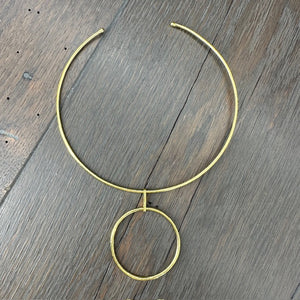 Sculptural Choker Style Necklace - brushed gold