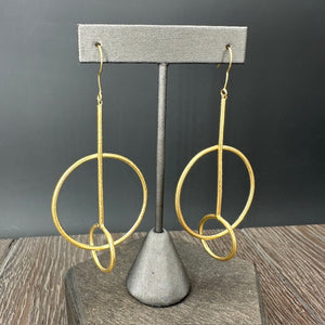 Sculptural 3D Dangle Earring - brushed gold
