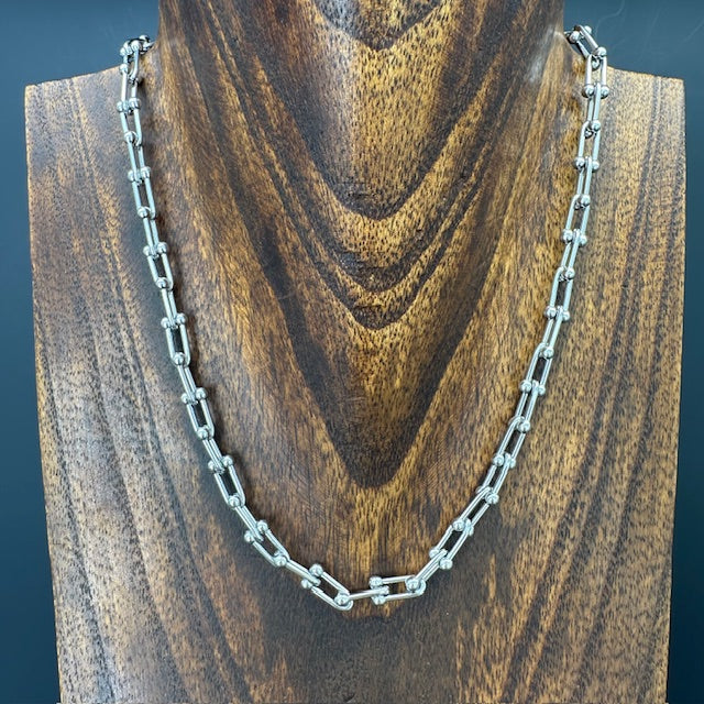 Beaded Link Hard Wear Necklace - stainless steel