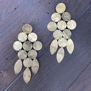 Mosaic metal sculptural Earring - brushed gold