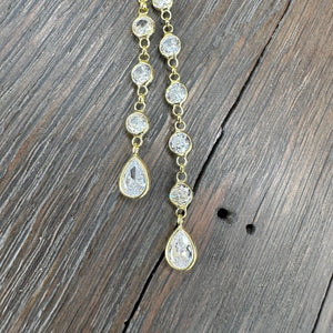 Gorgeous bezel set CZ Y Necklace - sterling silver, gold vermeil