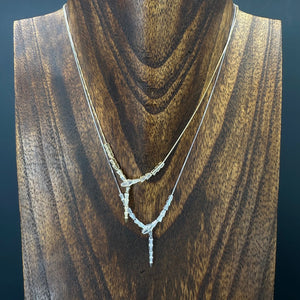 Serpent baguette cz Y necklace - sterling silver, gold vermeil