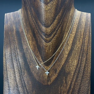 Tiny CZ cross necklace - sterling silver