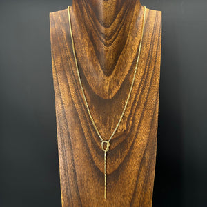 Box chain Y necklace with knot accent - gold vermeil