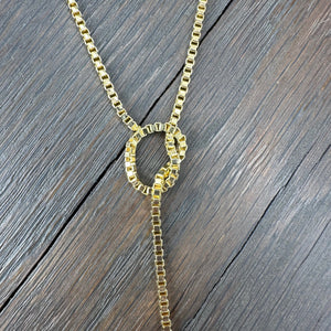 Box chain Y necklace with knot accent - gold vermeil