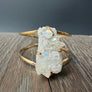 Angel aura Quartz cluster cuff bracelet - silver, gold