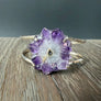 Amethyst crystal flower cuff bracelet  - Silver