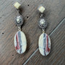 Ivory stud with jasper earring - silver