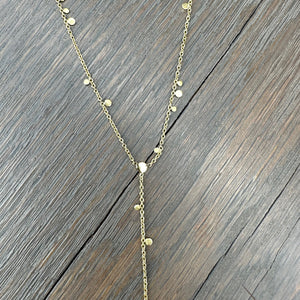 Y style tiny rounds necklace - gold vermeil