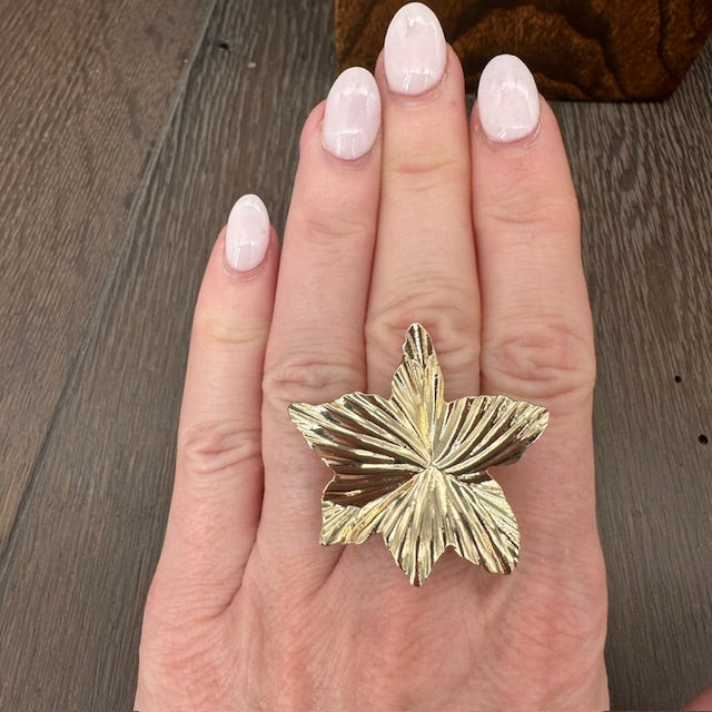 Orchid flower statement ring - silver, gold