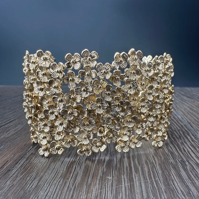 Superbloom adjustable large cuff bracelet - gold, silver