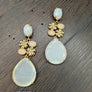 Rainbow and peach moonstone earrings - gold