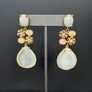 Rainbow and peach moonstone earrings - gold