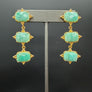 Triple Amazonite earrings - gold tone