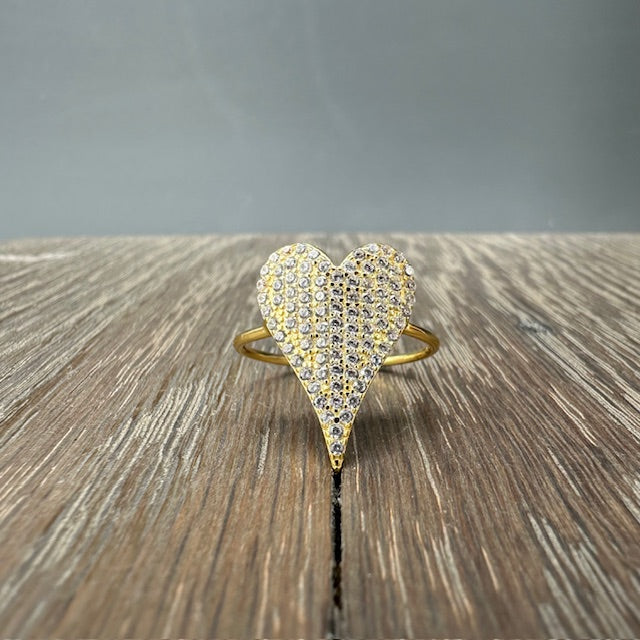 Pave CZ Heart Ring - silver, gold