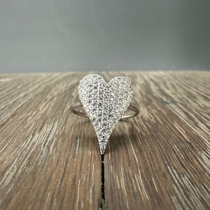 Pave CZ Heart Ring - silver, gold