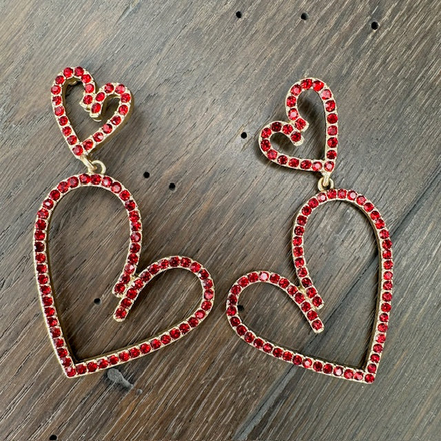 Double stylized Heart pavé earrings
