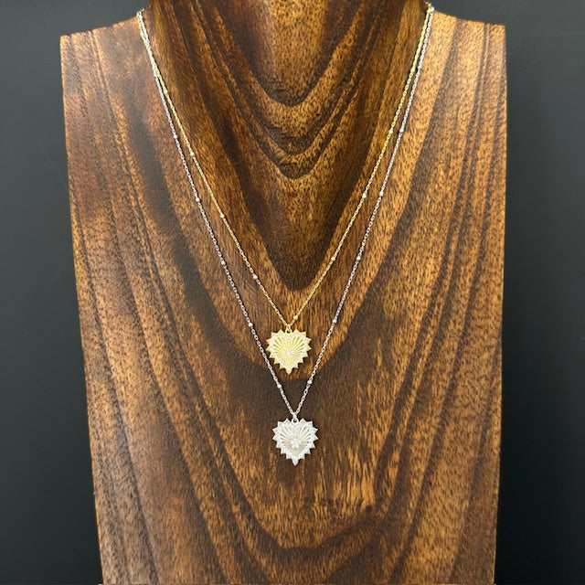 Cut-out Heart Pendant Necklace - silver, gold