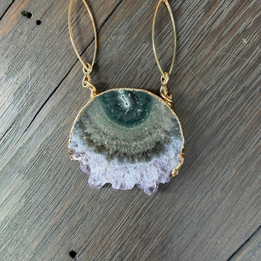 Amethyst slice marquis necklace - gold - Renee Piatt Collection