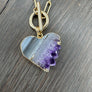 Amethyst slice wrap and toggle necklace - gold tone - Renee Piatt Collection