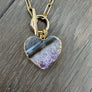Amethyst slice wrap and toggle necklace - gold tone - Renee Piatt Collection