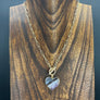 Amethyst slice wrap and toggle necklace - gold tone - Renee Piatt Collection