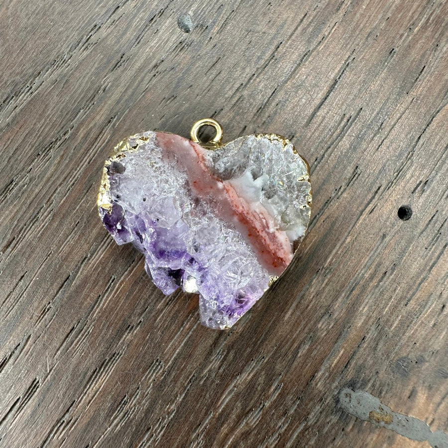 Amethyst slice wrap and toggle necklace - gold tone - Renee Piatt Collection