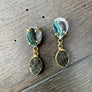 Amethyst/Jasper Slice Stud With Druzy Dangle - gold - Renee Piatt Collection