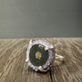Amethyst/Jasper stalactite slice ring - silver, gold - Renee Piatt Collection