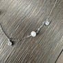 Asymmetrical dainty Pearl and CZ Necklace - sterling silver - Renee Piatt Collection