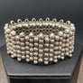Beaded bar stretch bracelet - antique silver - Renee Piatt Collection