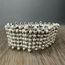 Beaded bar stretch bracelet - antique silver - Renee Piatt Collection