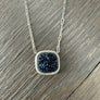 Bezel set coated druzy cushion necklace - Sterling Silver - Renee Piatt Collection