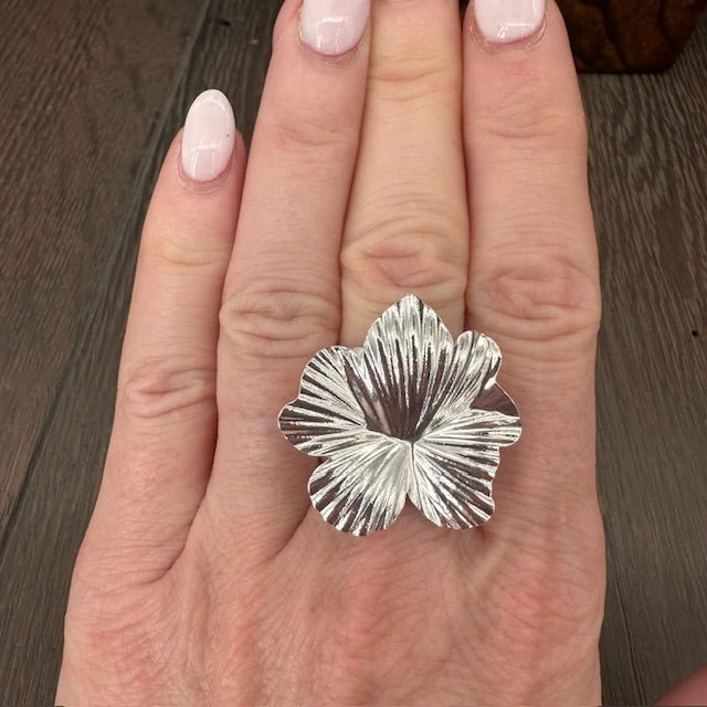 Bloom statement ring - silver - Renee Piatt Collection