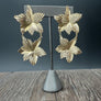 Double orchid flower earring - silver, gold - Renee Piatt Collection
