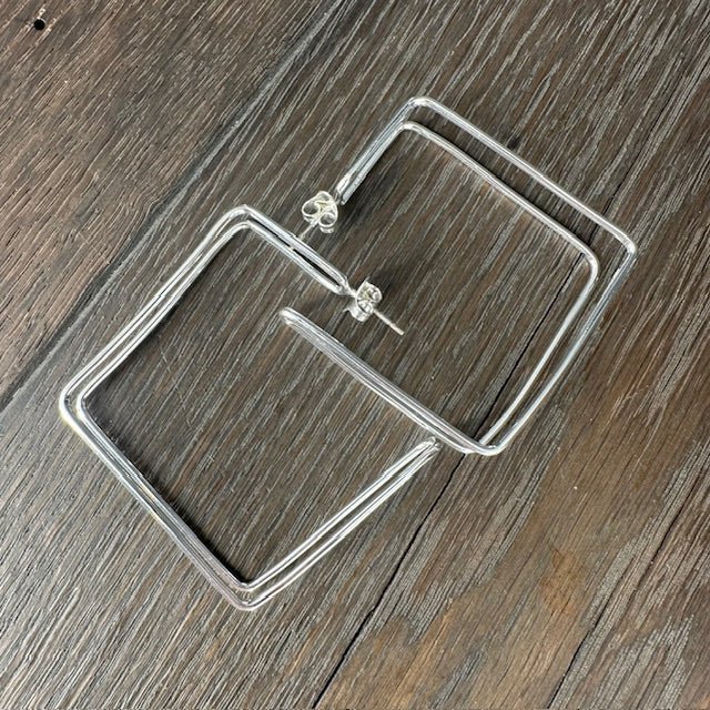 Double square hoop - silver, gold - Renee Piatt Collection