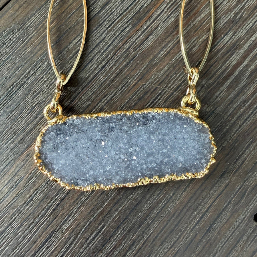 Druzy disc necklace - gold - Renee Piatt Collection