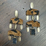 Faux pony hair leopard geometric earrings with druzy - gold - Renee Piatt Collection