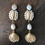 Freshwater pearl cowry shell statement earrings - Renee Piatt Collection