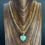 Gemstone heart "wrap and toggle" necklace - Gold - Renee Piatt Collection
