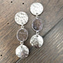 Hammered coin and druzy drop earrings - silver - Renee Piatt Collection