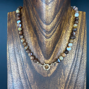 Chocolate agate necklace - gold