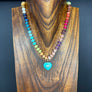 Multi Gemstone Amazonite heart Necklace - gold