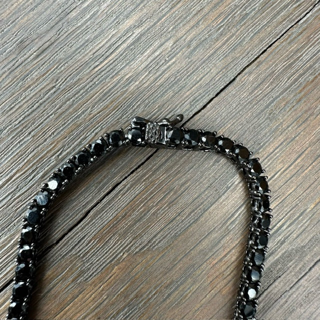 Black CZ Tennis Necklace - sterling silver
