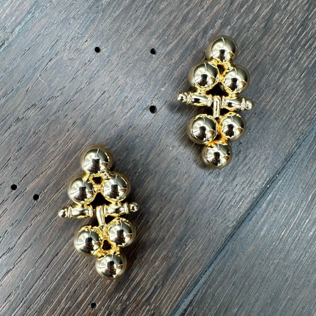 Metal Ball hinged Cluster Earring - silver, gold